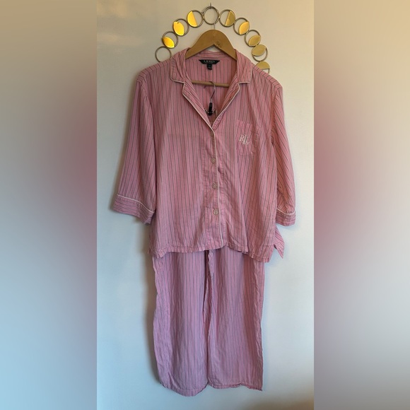 Lauren Ralph Lauren Other - SOLD Lauren Ralph Lauren Size Large Pink Stripe Pajama 2Piece Capri Set Monogram
